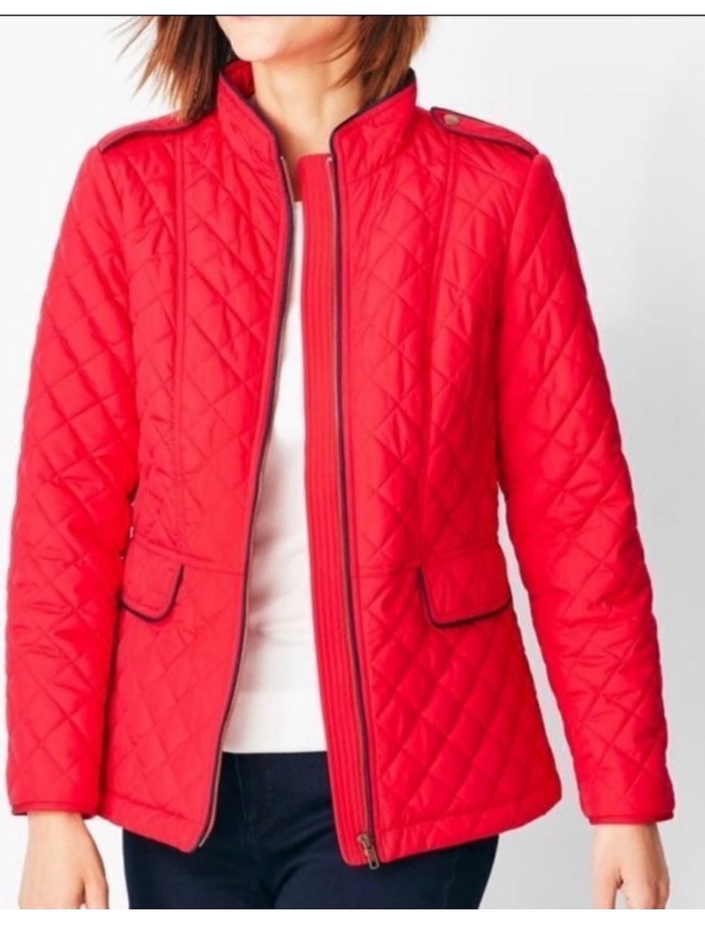 TALBOTS Diamond Quilted Military Jacket XL